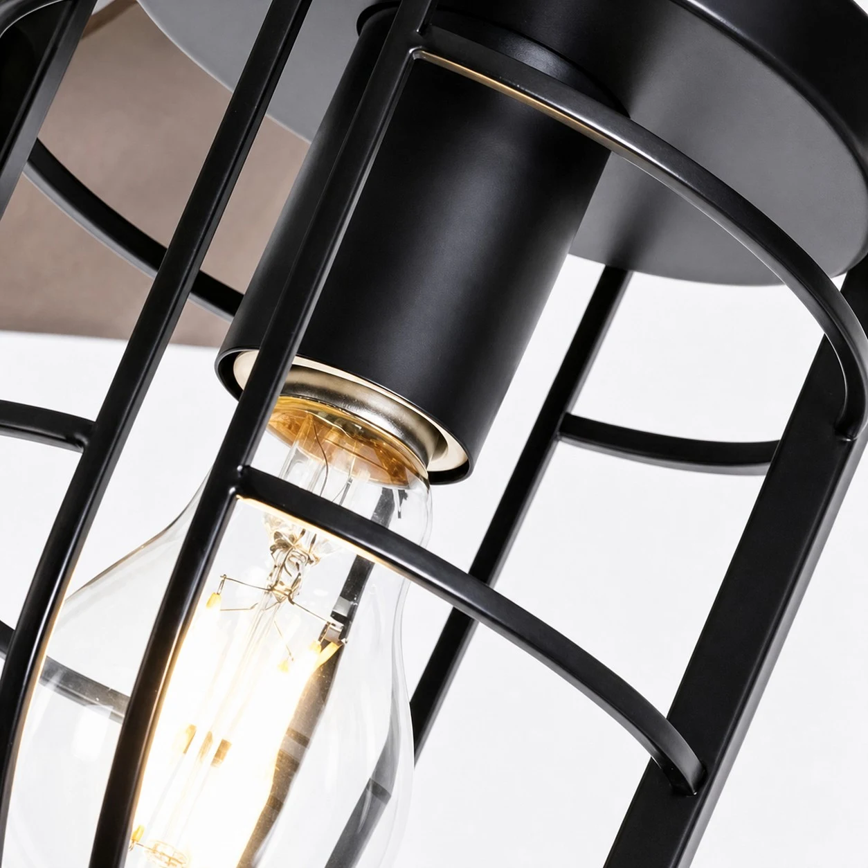 E27 bulb socket and protective cage detail
