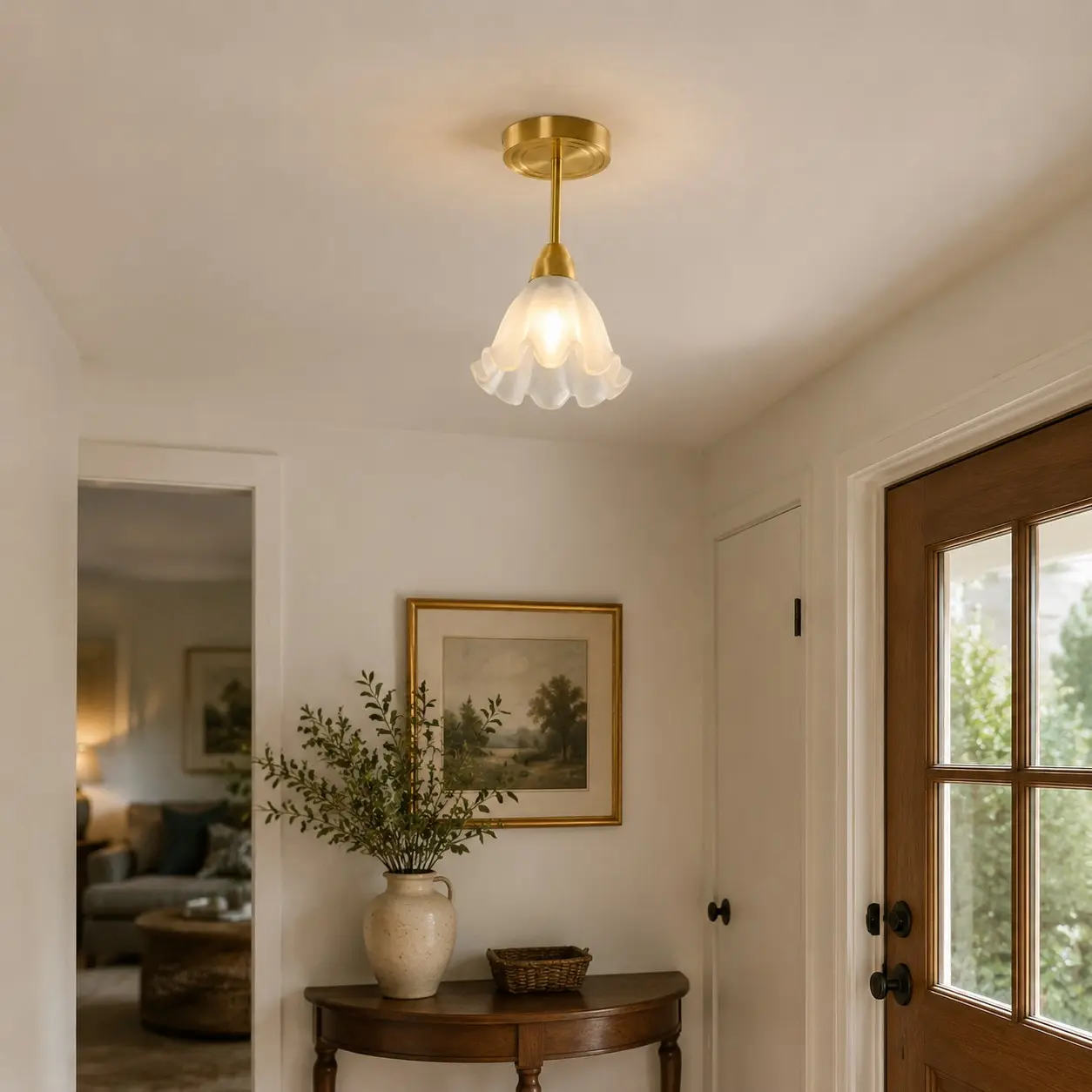 Petal glass ceiling light in a warm interior