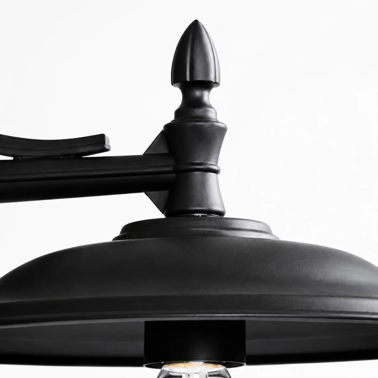Matte Black finial and arm detail