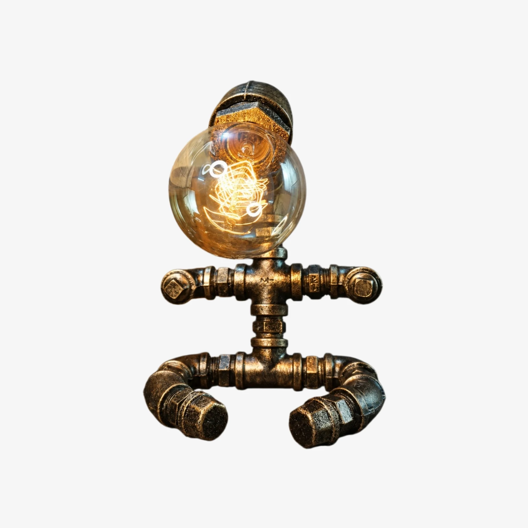Pipi lampara de mesa industrial retro de tuberia