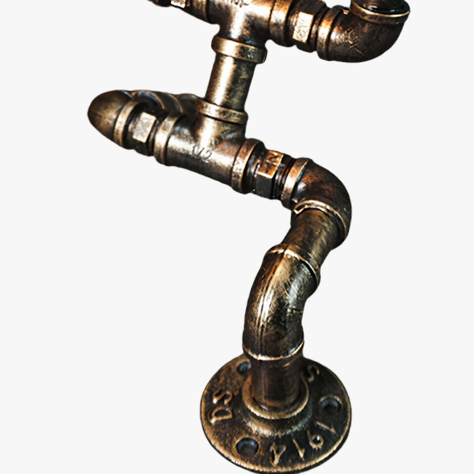 Detalle de union de tuberia metalica envejecida