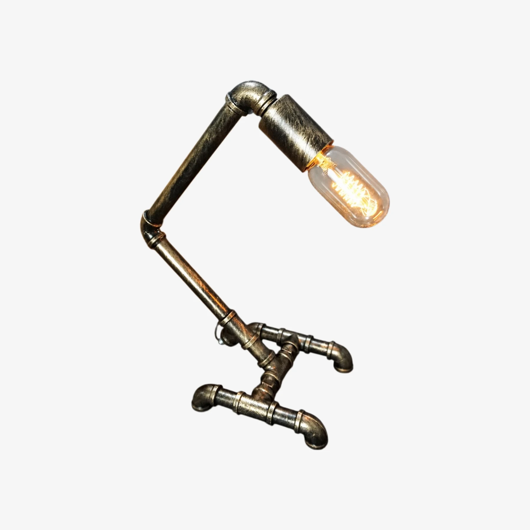 Ora lampara de mesa industrial retro de tuberia