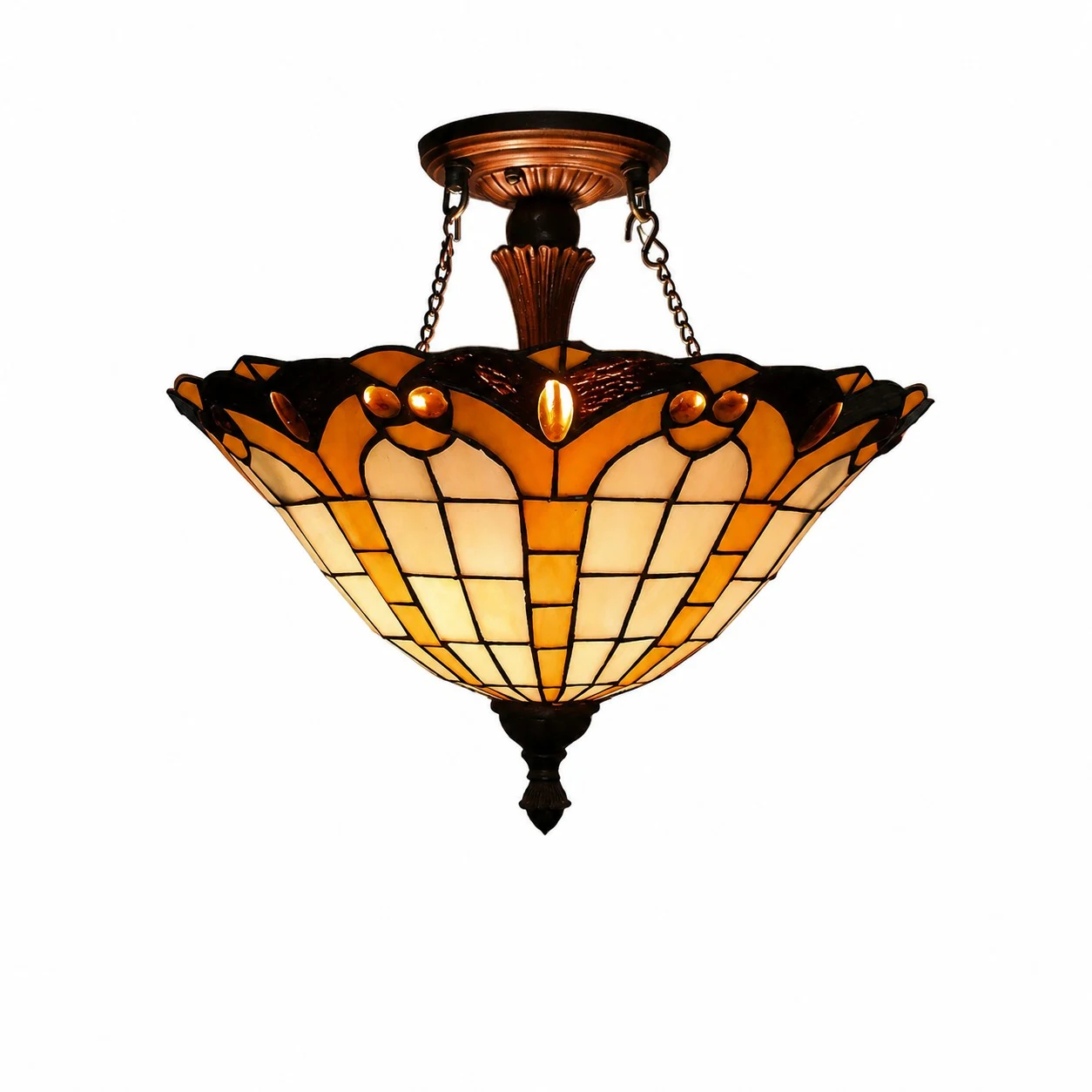 40 cm 2-Light Antique Red Copper Silver Shell flush mount light